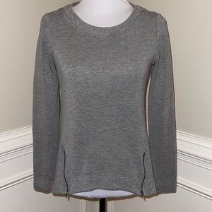 H by bordeaux tunic length sweatshirt with zipper accents grey size XS